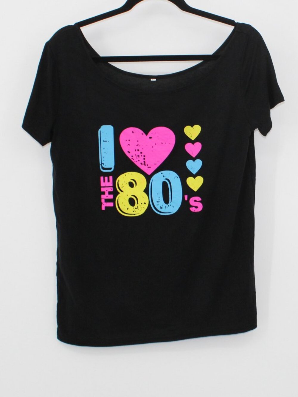 I LOVE THE 80s T-Shirt Black Colorful Graphics Short Sleeves Retro 1980s Sz Med